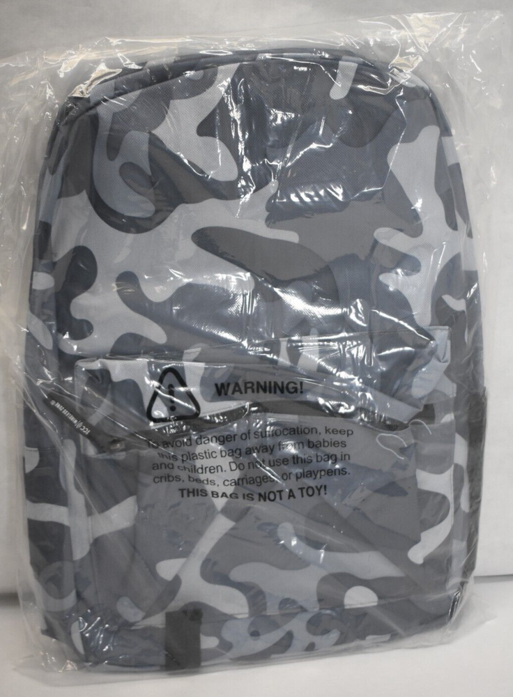 TCC Wireless Zone Zipper Backpack Boys Military Pattern Gray/White School Bag