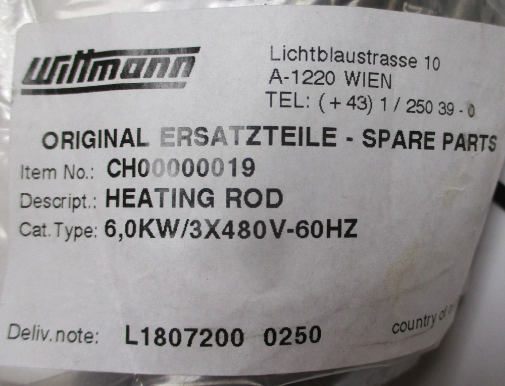 DEW , 5E705 , HEATING RODS , 18" LONG , w/ SEAL RING , SURPLUS