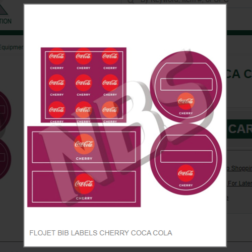 FLOJET BIB LABELS CHERRY COCA COLA # CP021045