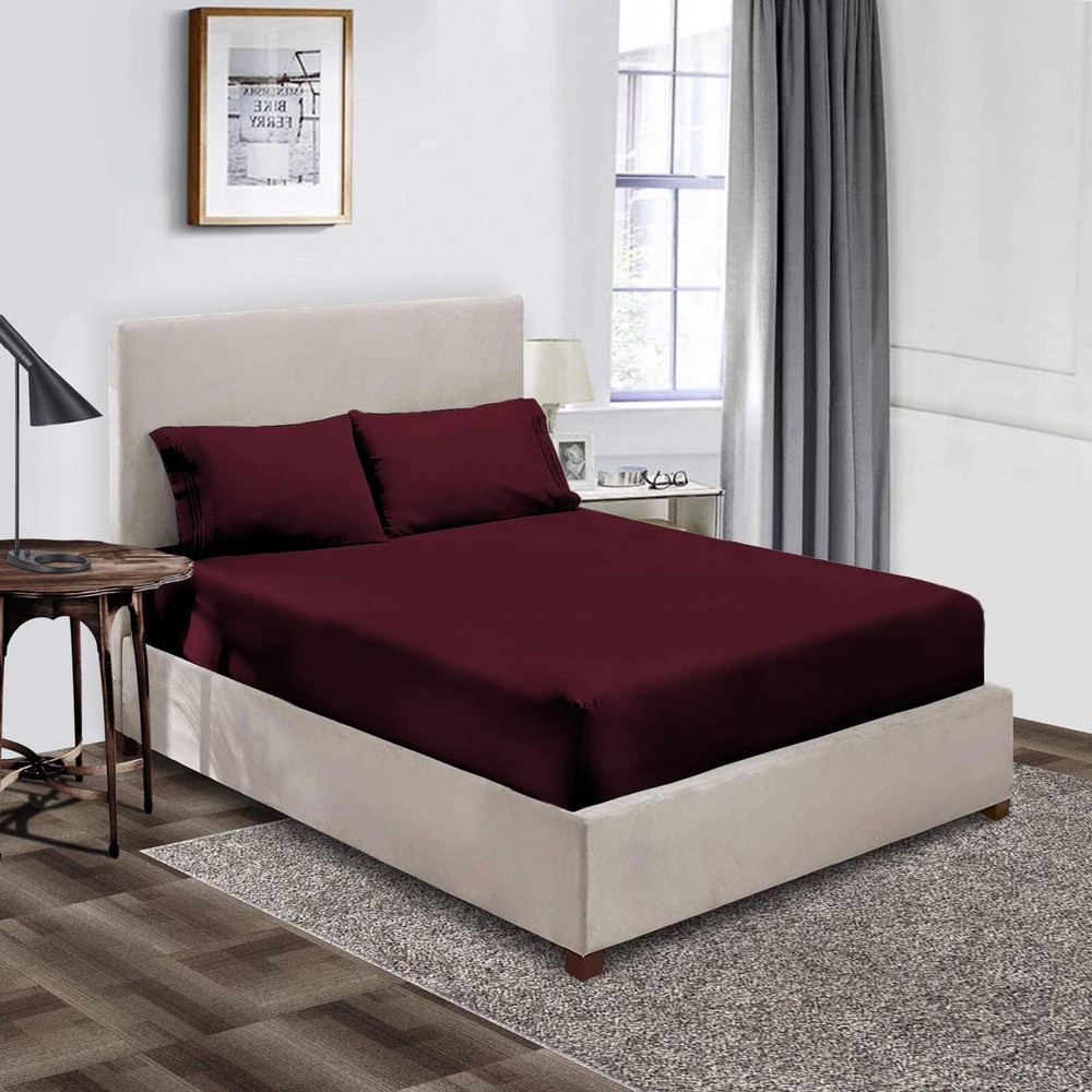 1000 TC OR 1200 TC Egyptian Cotton Wine Bed Sheets Solid Extra Deep Pocket