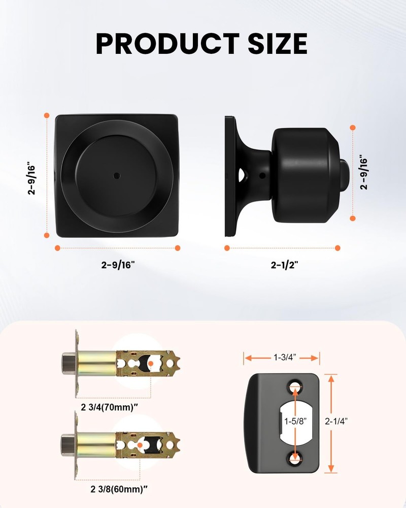 Haidms 6 Pack Black Door Knobs Interior, Privacy Interior Privacy,