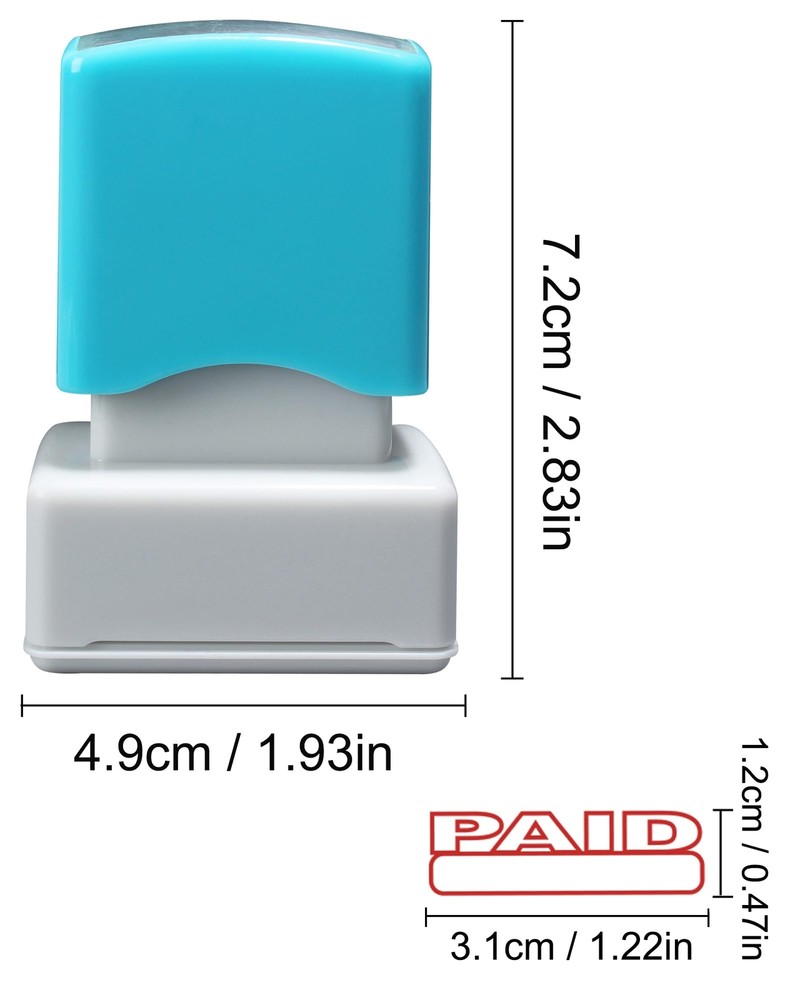 Paid Self Inking Rubber Stamper Red Ink Office Stamp Medium Sized Impression
