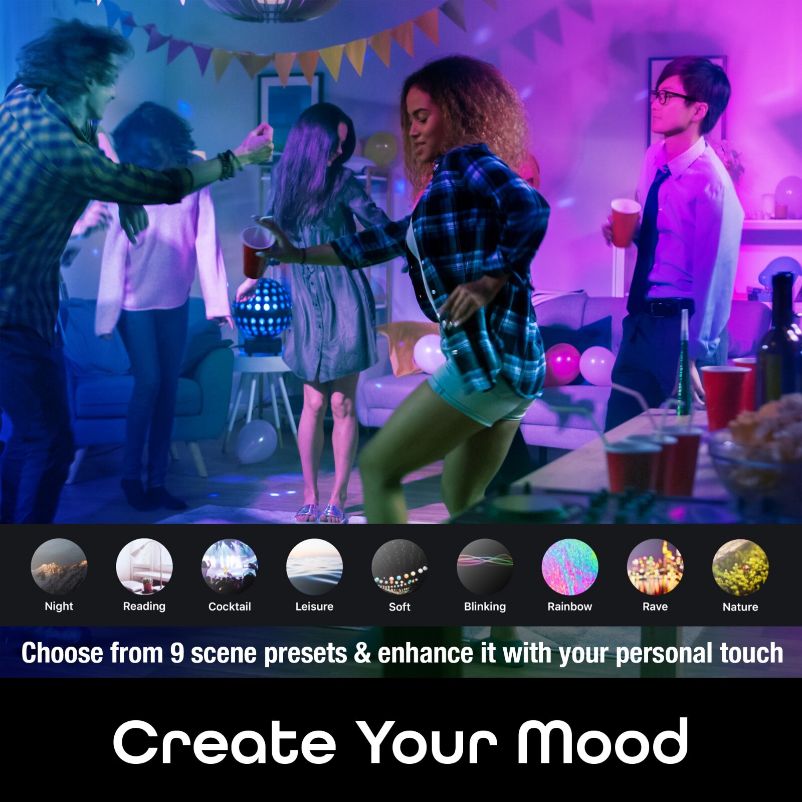 Geeni PRISMA 800 Wi-Fi LED Smart Multicolor Light Bulb with Voice Control 2 Pack