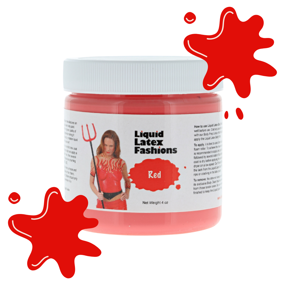 Red 4 Fl Oz - Liquid Latex Face and Body Paint, Halloween SFX, Cosplay, Art