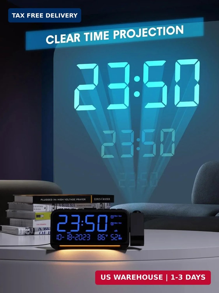 Mesqool Projection Alarm Clock for Bedroom Ceiling, Digital Clock Projector with