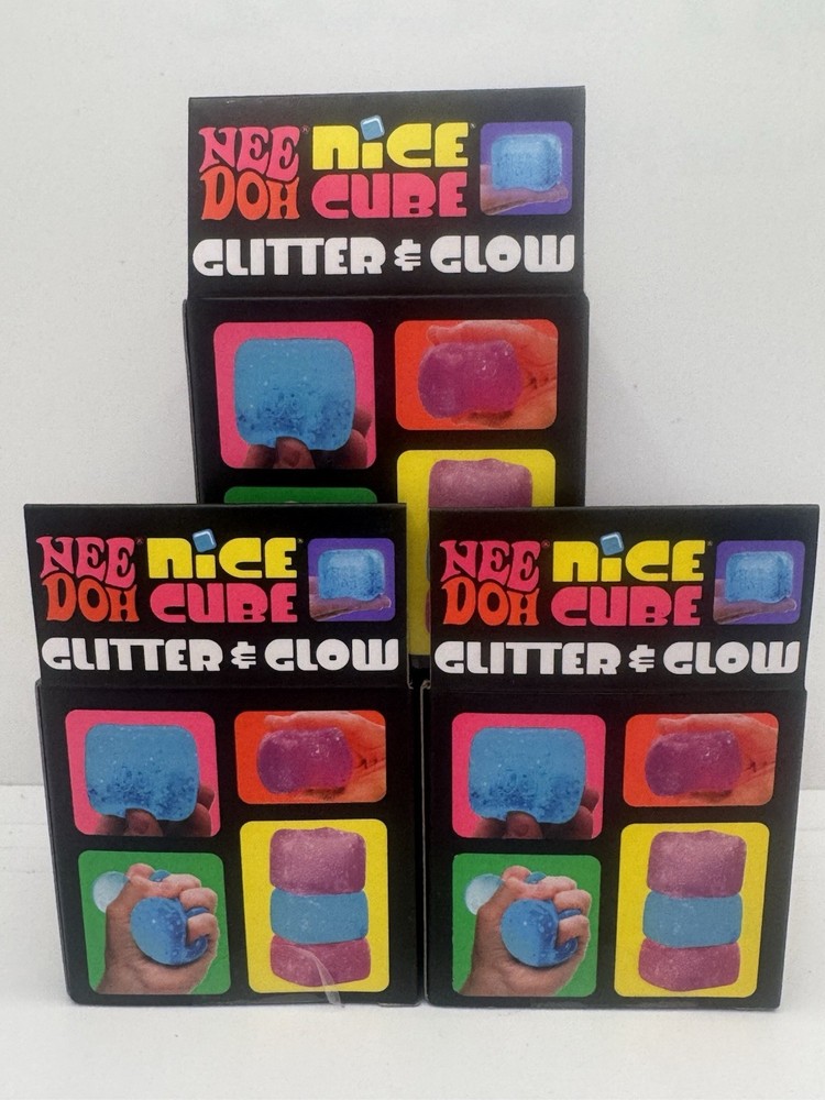 NEW* NeeDoh Nice Cube Glitter & Glow PINK