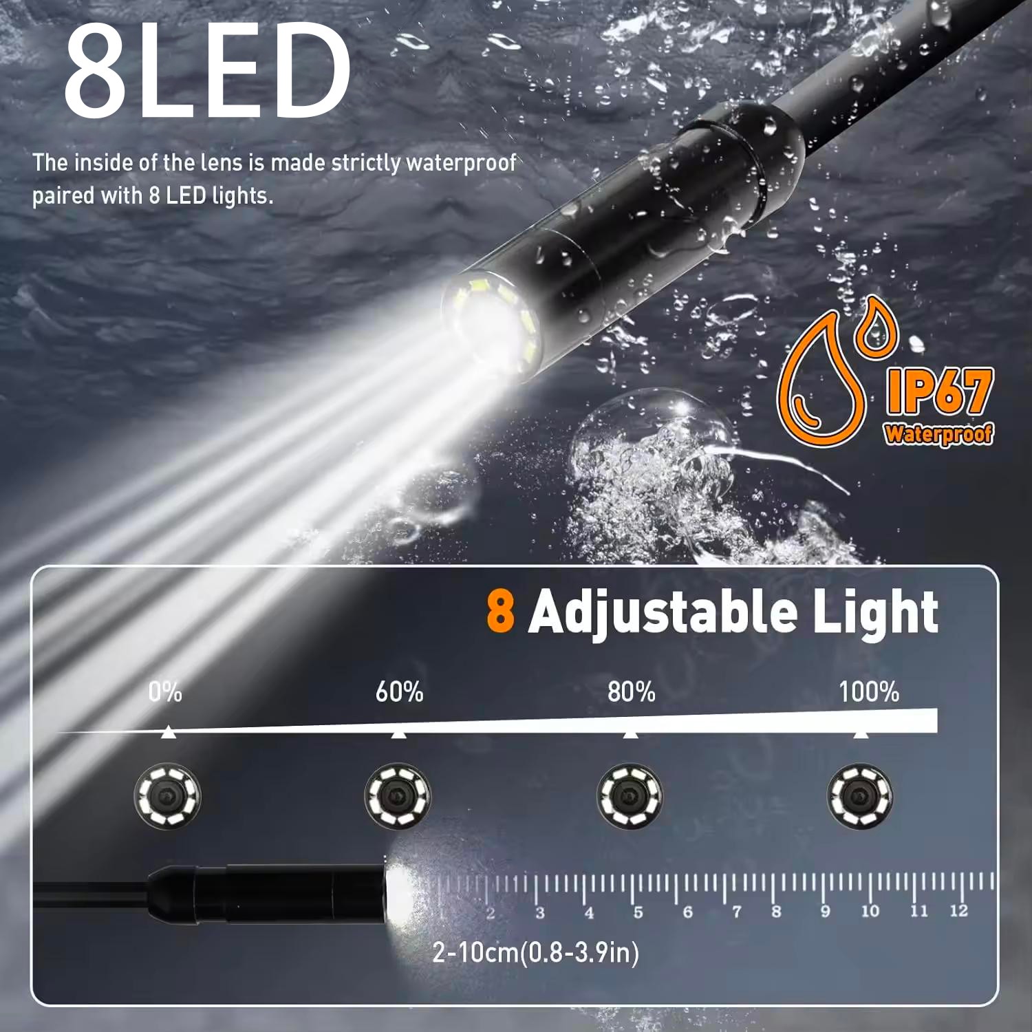 5M Endoscope Camera with Light, 4.3' IPS Screen 1080P HD Inspection Camera LED