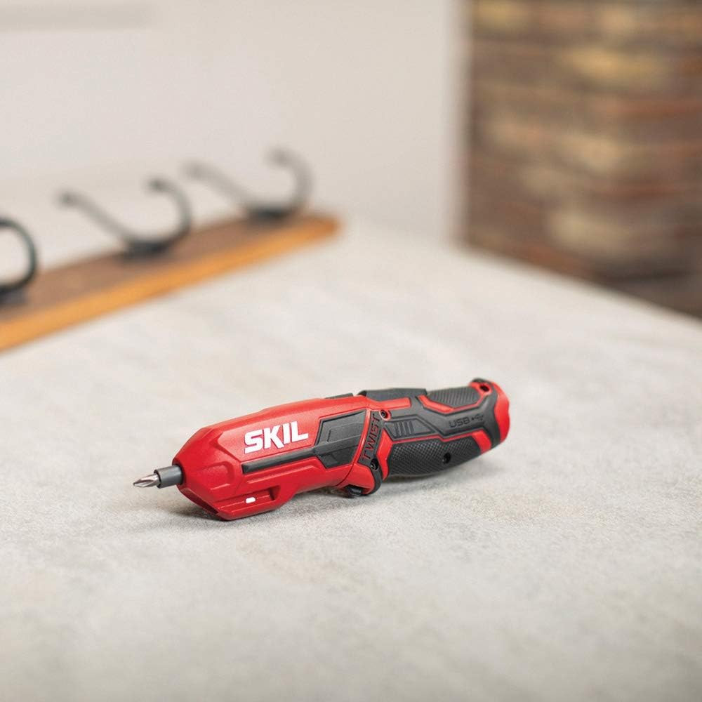 SKIL 4V Pivot Grip Rechargeable Cordless Screwdriver, Includes 9Pcs Bit, 1Pc Bit