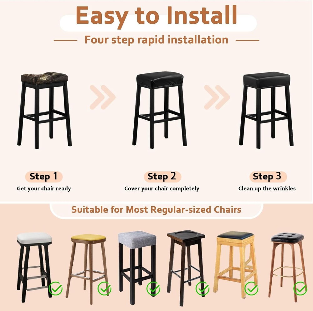 PU Leather Bar Stool Covers Rectangular 100% Waterproof Stool Covers