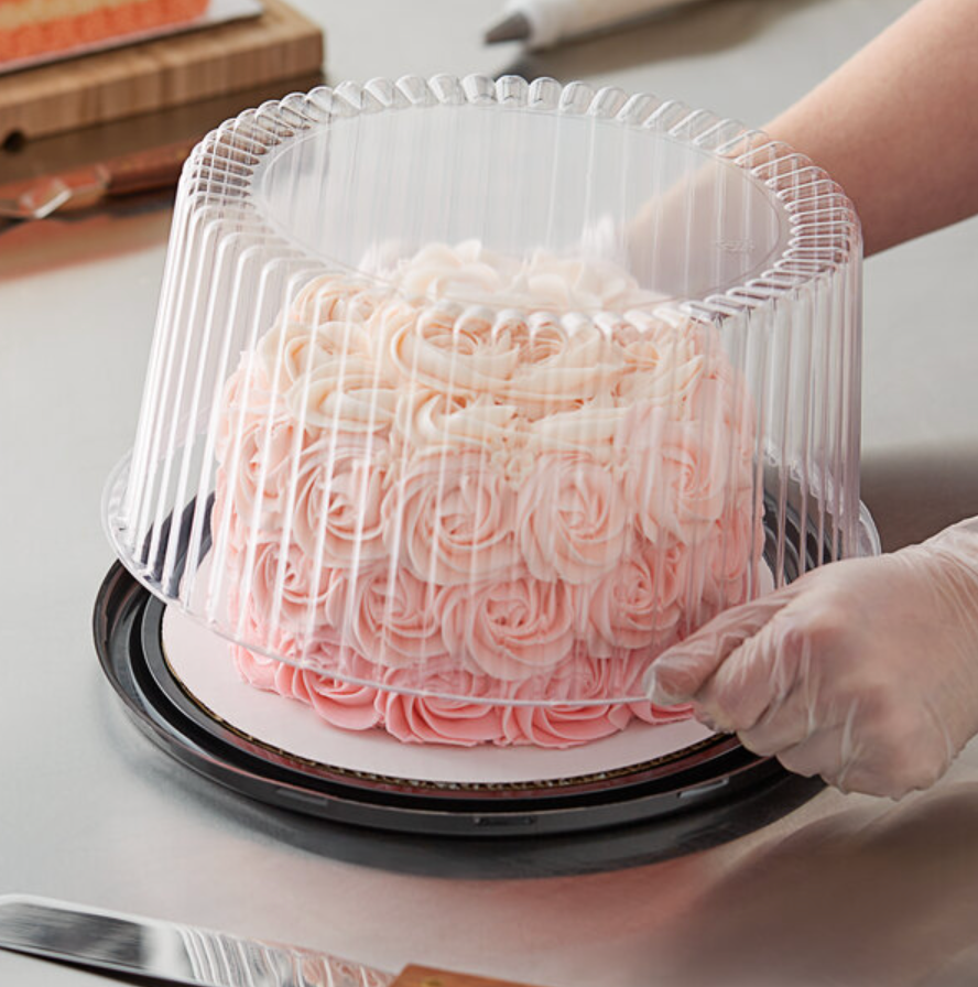 80-Pack 9" 2-3 Layer Disposable Cake Display Container with Clear Dome Lid Bulk
