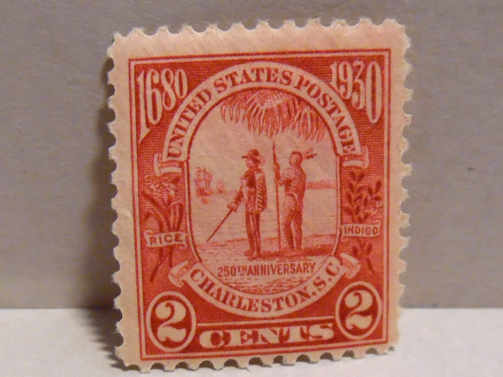 SCOTT #  683 CHARLESTON 2 CENT STAMP - MINT LIGHT HINGE MARK