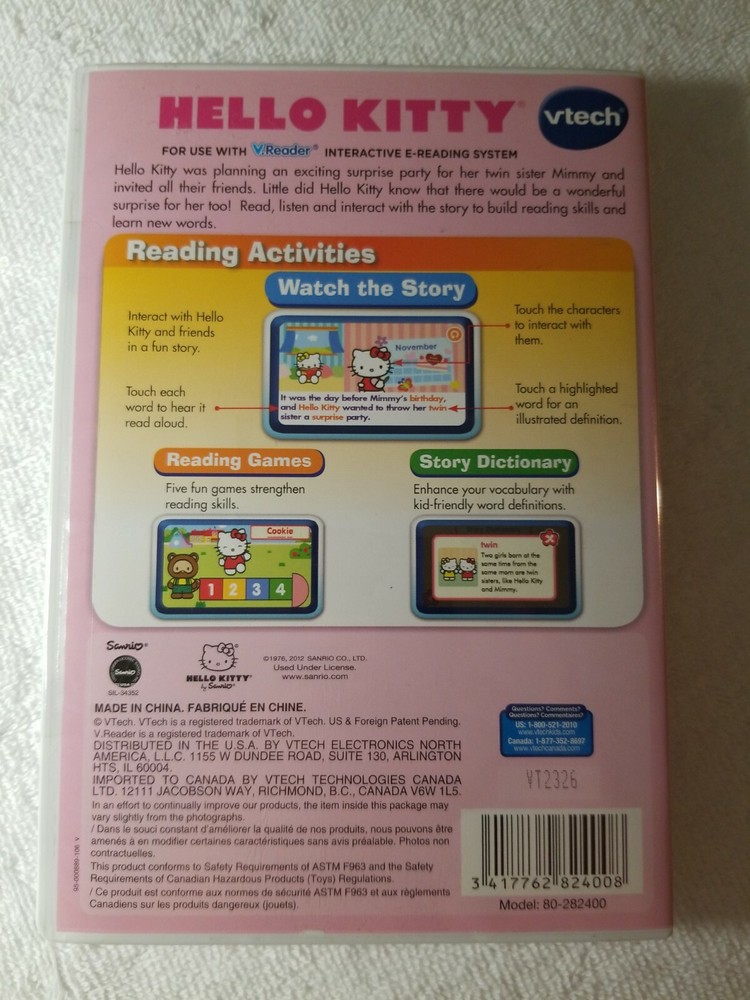 #1917 VTECH V.READER HELLO KITTY’S SURPRISE GAME INTERACTIVE EREADING SYSTEM NEW