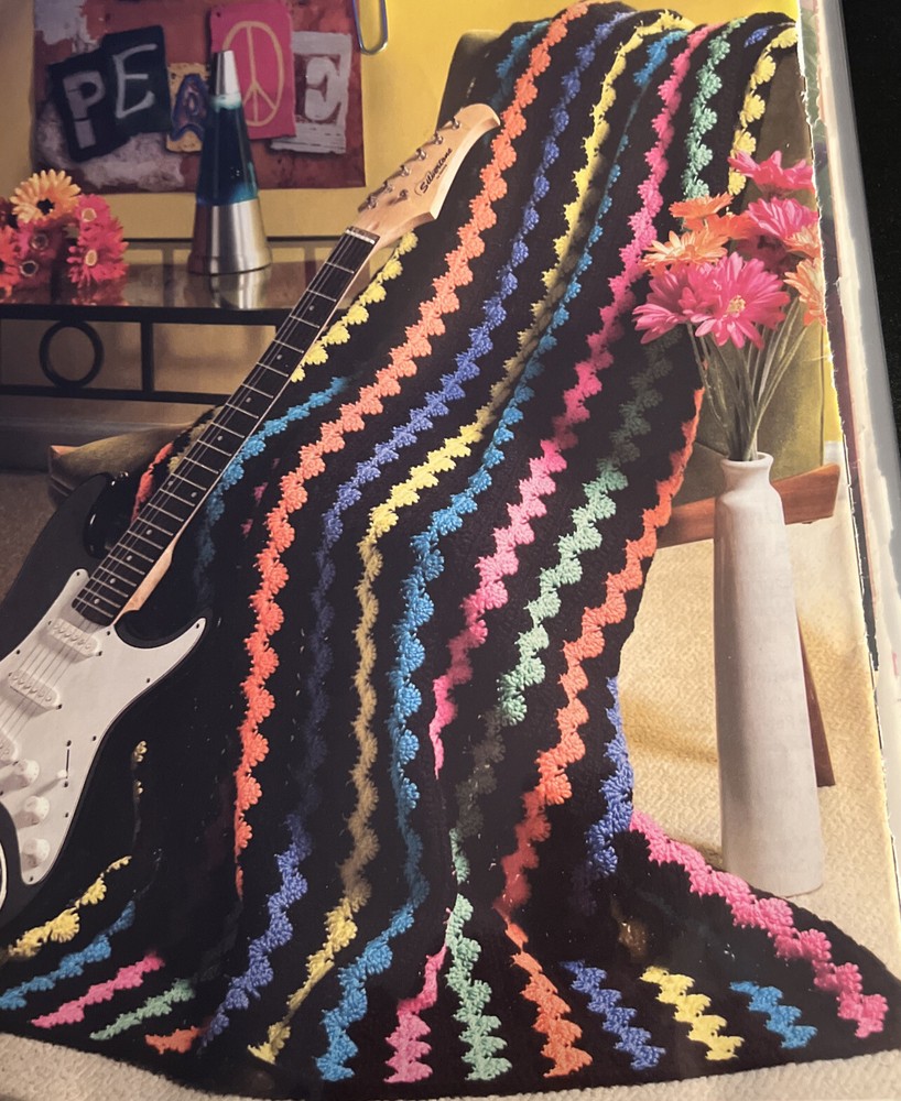 ~Crochet Pattern - Psychedelic Stripes Afghan- Pattern Only~