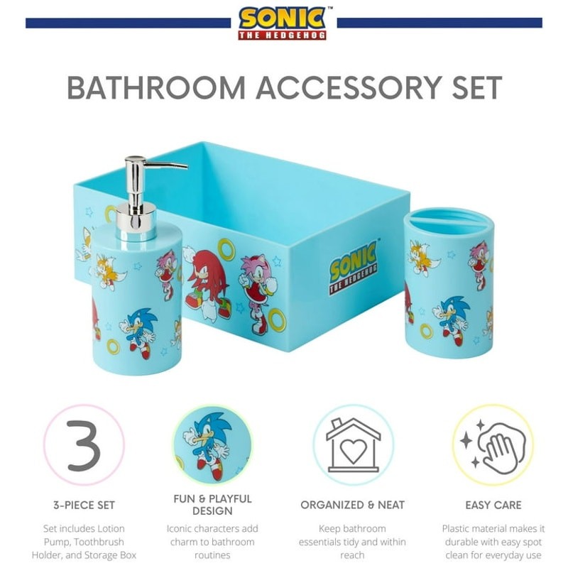 Sonic the Hedgehog 3-Piece Bathroom Accessory Set