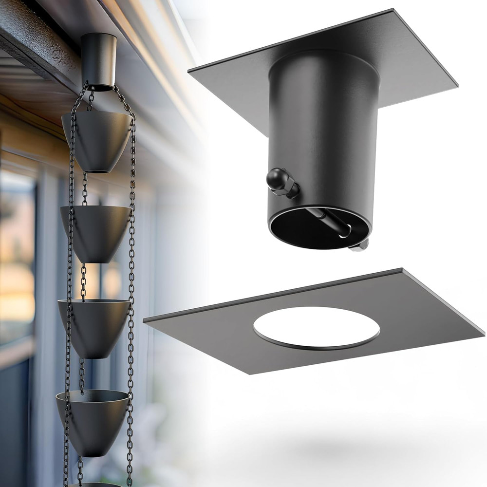 Rain Chains Direct - Rain Chain Gutter Adapter/Installer in Black Powder Coated