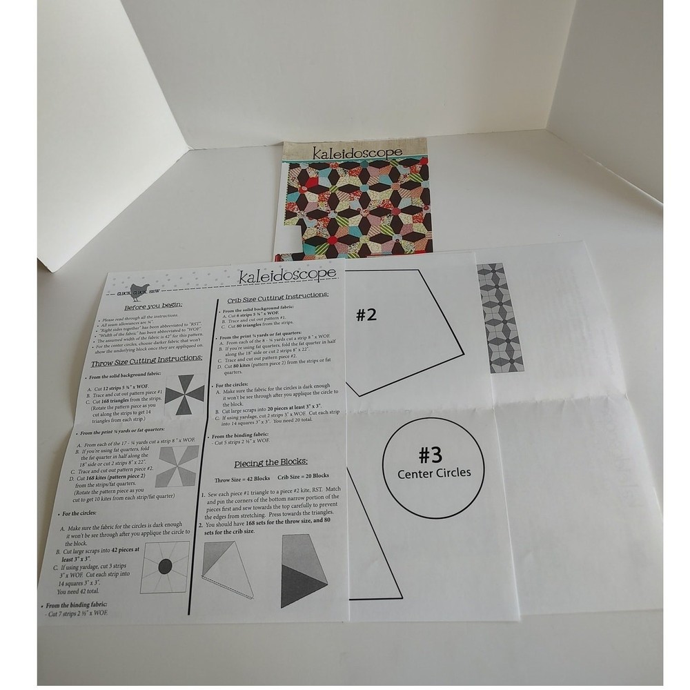 Assorted Quilting Lot/3 Patterns Kaleidoscope Cathedral Windows Flying High