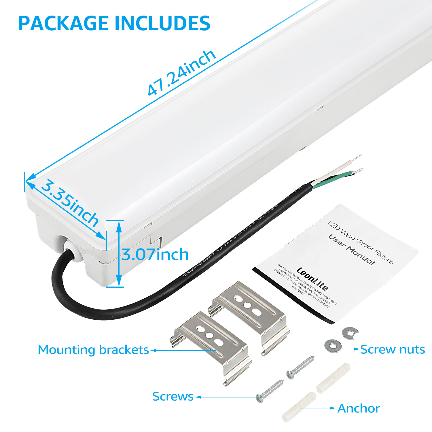 8-Pack 4ft LED Vapor Tight Light, UL Listed Vapor Proof Light, 5000K Daylight