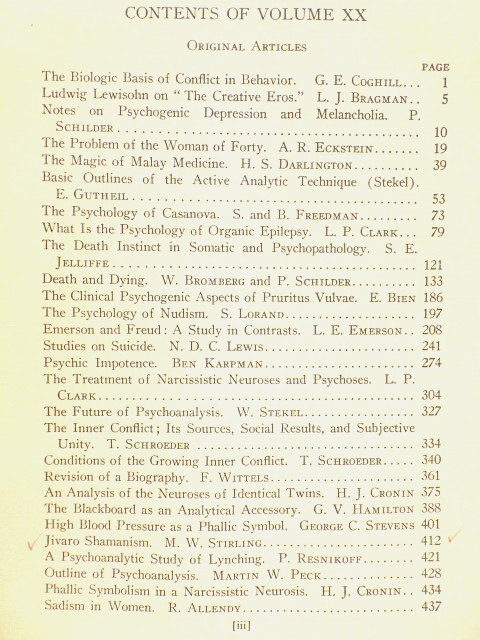 Psychoanalytic Review - Oct. 1933 Volume XX, No.4