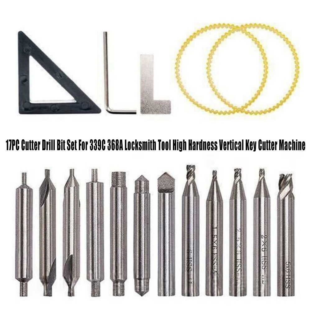 17PCs Drill Bits Set For 368A Locksmith Tool Vertical Key Machine Cutter TOP