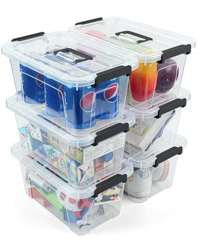 Plastic Storage Bins with Lids 6 Pack Storage Organizer, 7 Quart Clear