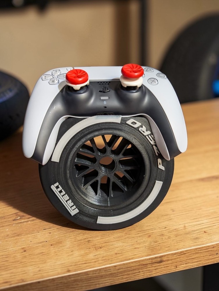 PS5 DualSense Controller Stand Tire Wheel 3D Printed Display Holder Dock