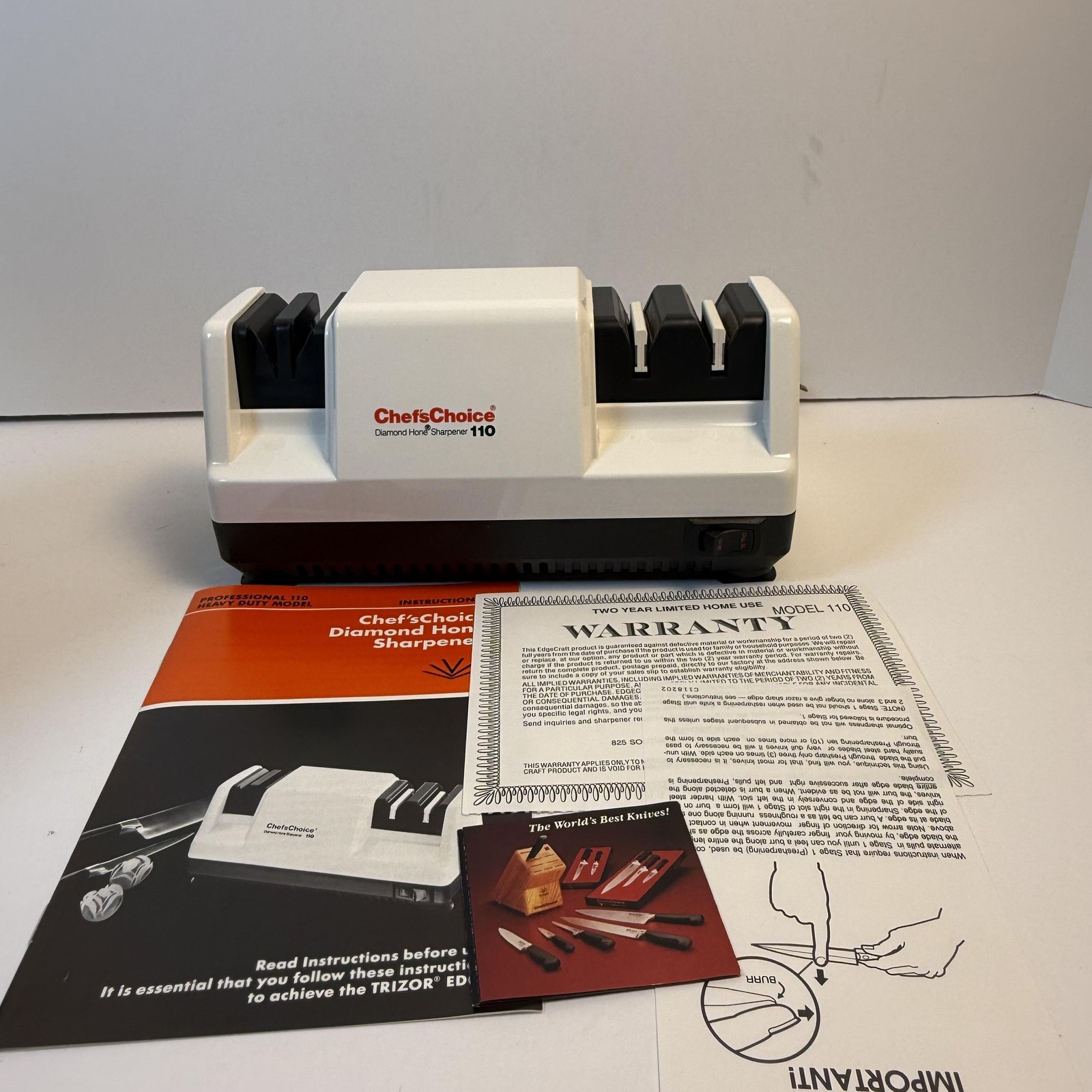 Chef'sChoice Diamond Hone Knife Sharpener Electric Professional 110 White USA