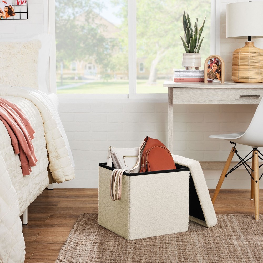 Collapsible Storage Ottoman Cream