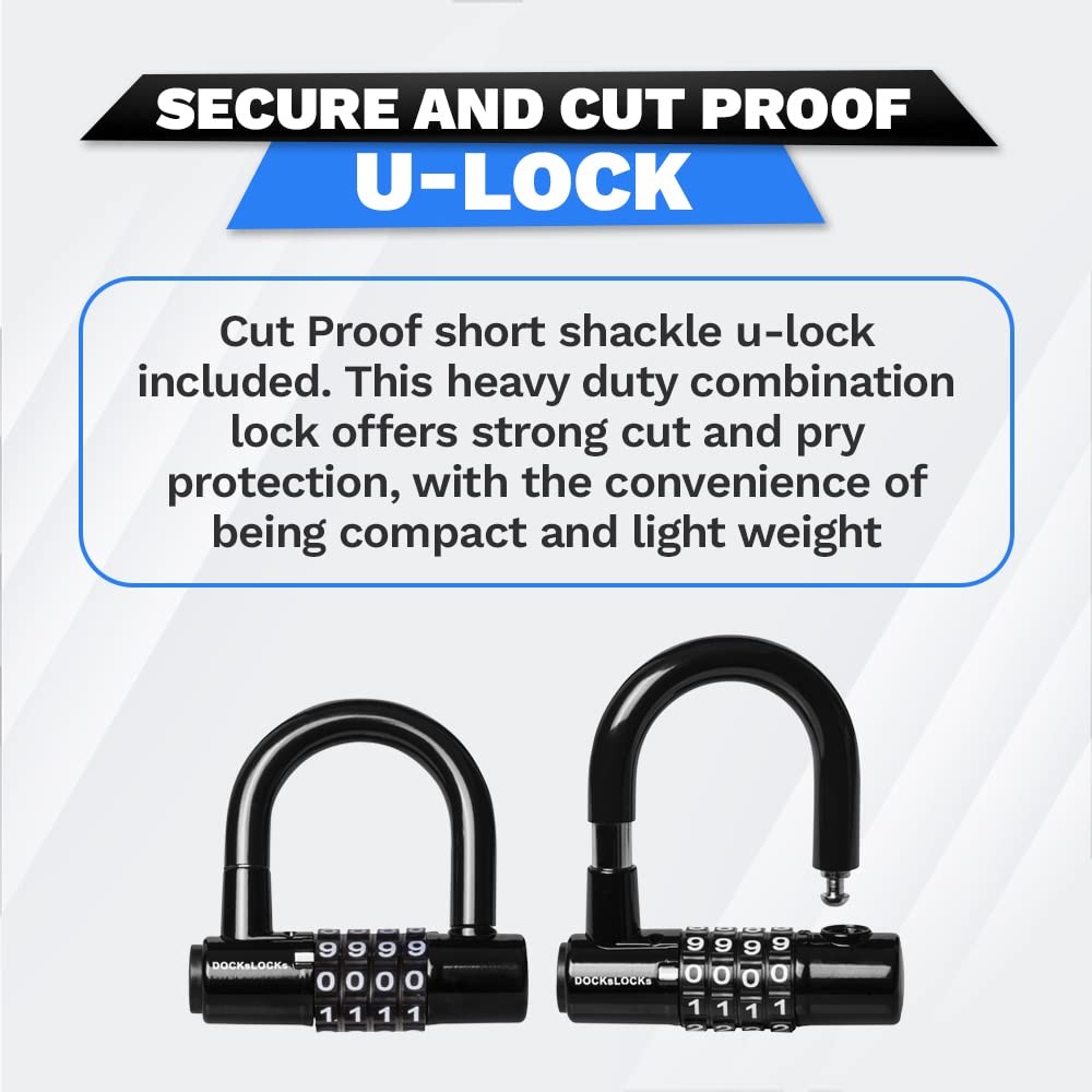 DocksLocks Security Cable Lock Set (5ft to 25ft Lengths) – 10ft, Blue