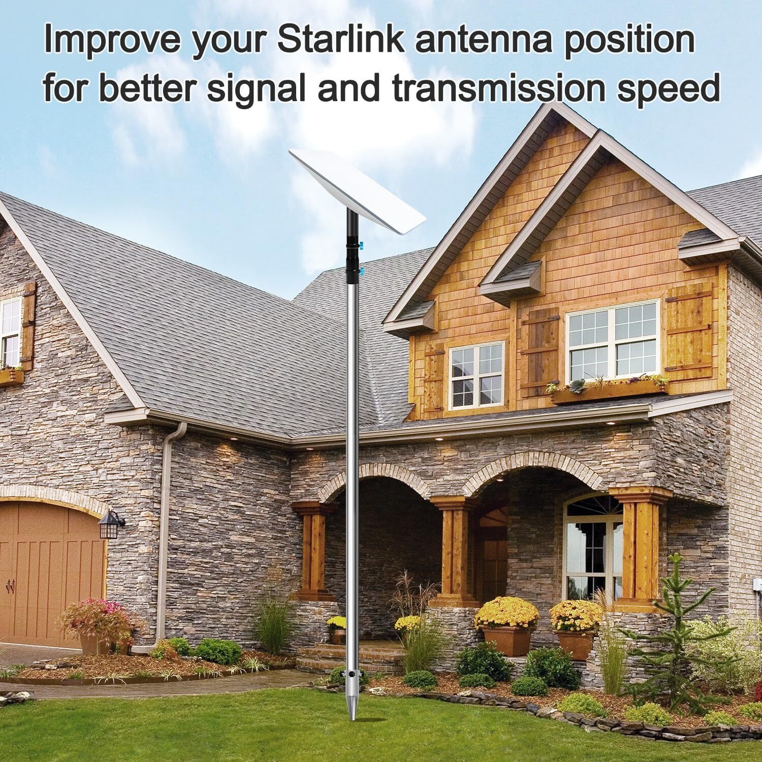 Starlink Ground Pole Mount Pole with No Dig Ground Anchor