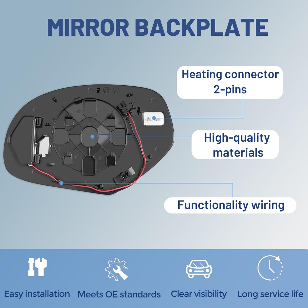 Passenger Right Side Mirror Glass - Compatible with Side, Silver