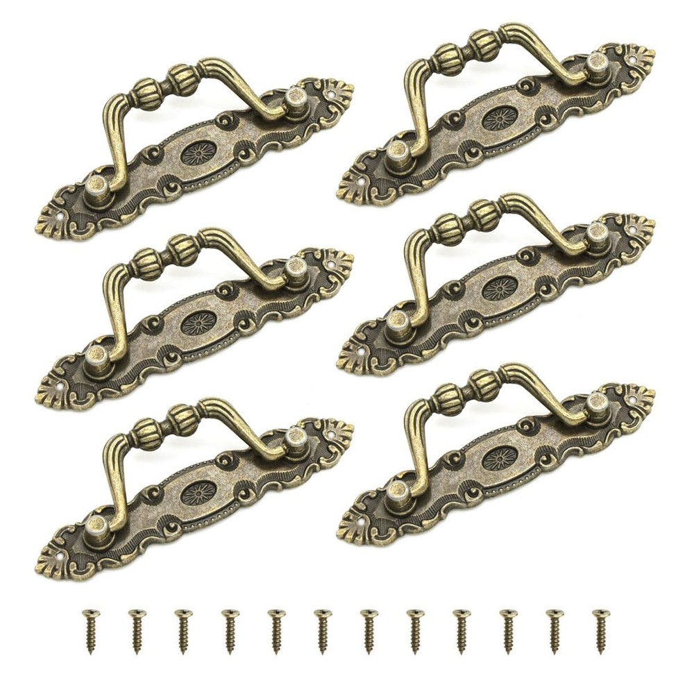 6 Pieces Bronze Pull Handle Drawer Pulls Vintage Decorative Handles, Cabinet ...