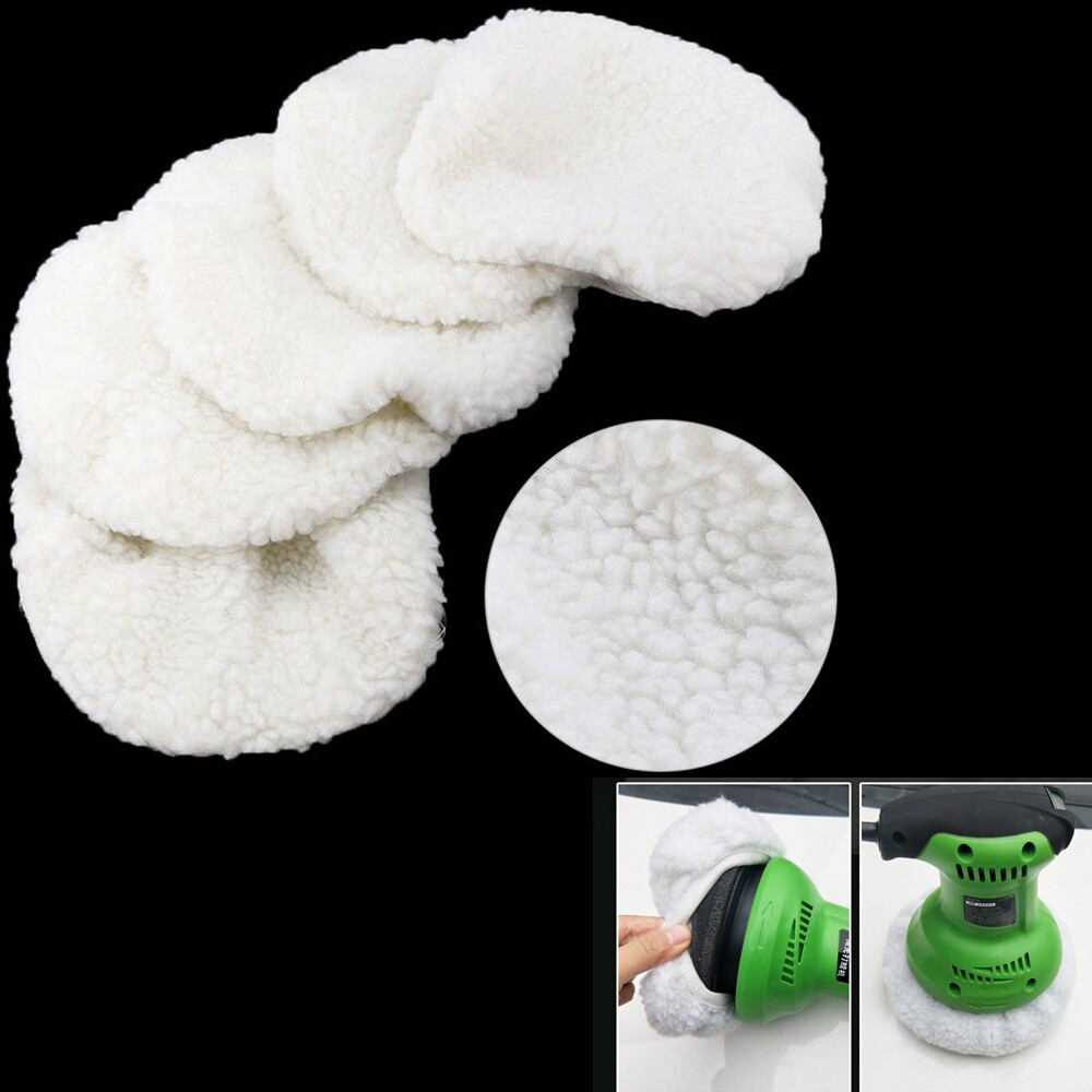 6PCS Polishing Bonnet Buffer Pads Soft Wool For 5-6" 7-8" 9-10 inch Car Polisher