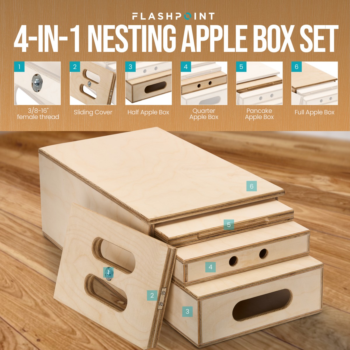 Flashpoint Nested Apple Box 4-in-1 Photography Set