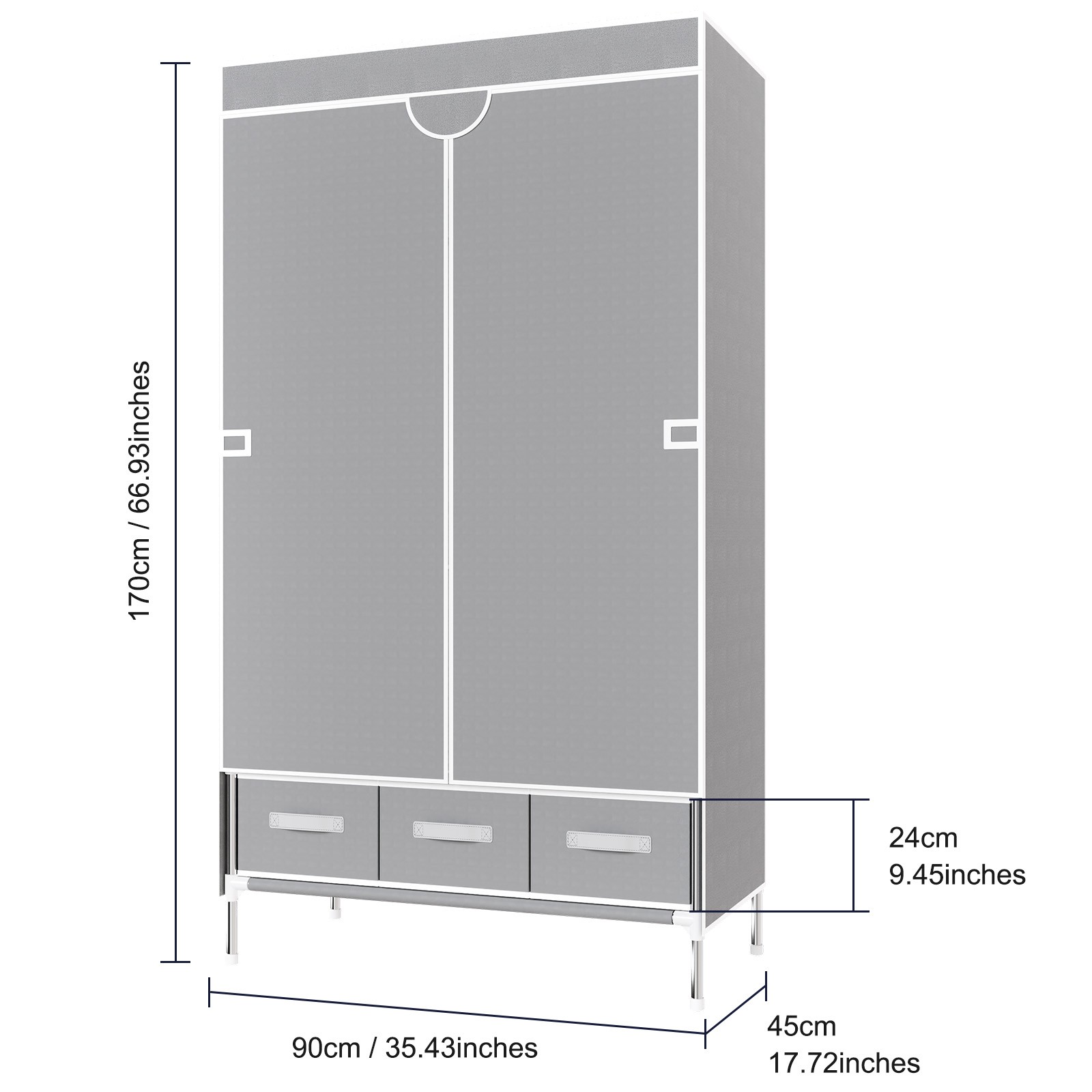 Portable Closet Wardrobe Clothes Rack Storage Organizer Shelf Stand w/ 3 Drawers
