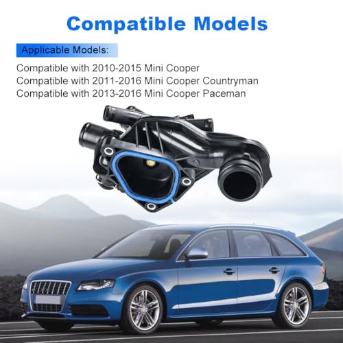 Engine Coolant Thermostat Housing Assembly Compatible with 2010-2015 Mini