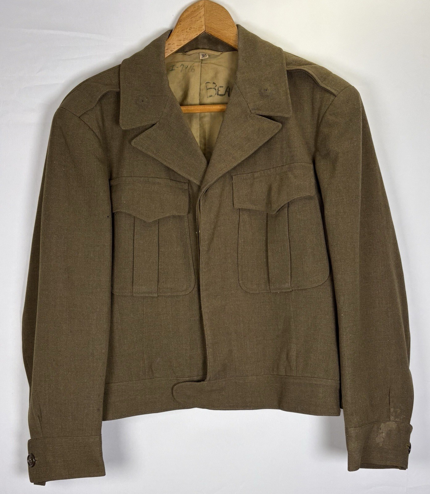 Named WWII 1944 Dated US Army Wool Ike Jacket 36S Original Manly Coats