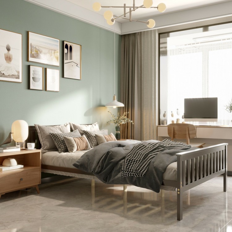 Solid Wood Platform Bed with Headboard, Slats, 12” Storage, Easy Assembly