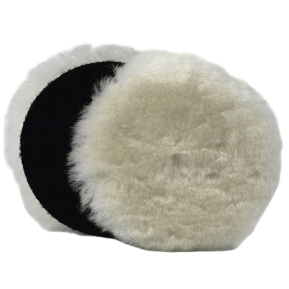 2 Pcs 7 Inch Lambs Wool Polishing Buffing Pads with Hook and Loop Back, Soft ...