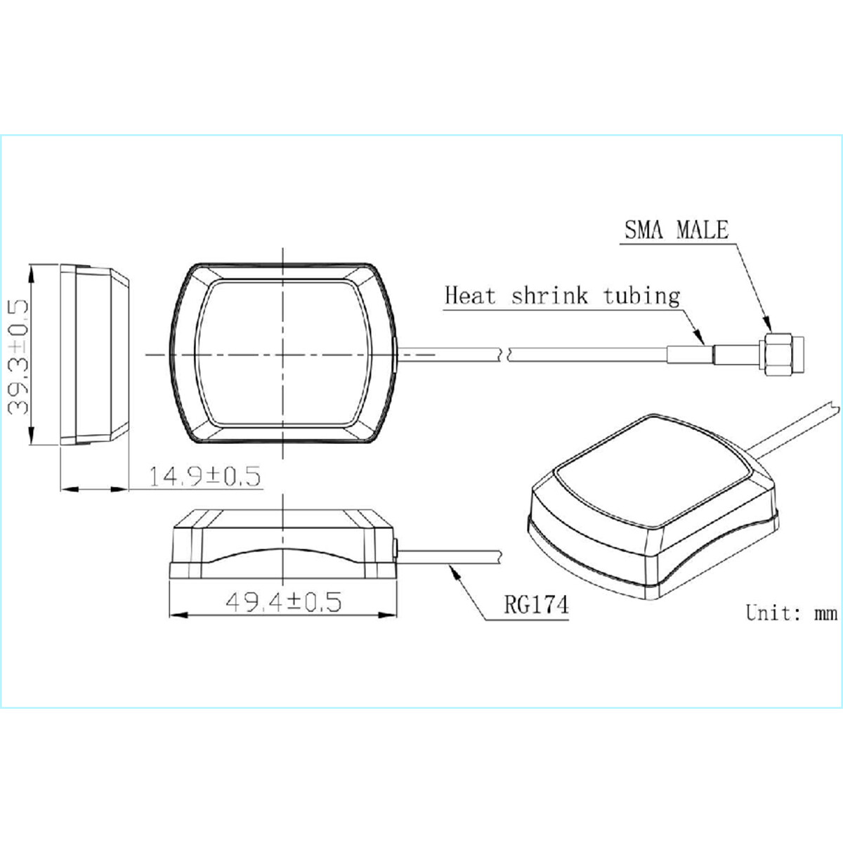 HRS GT5-1S Connection Dash Mount GPS Aerial Antenna for Kenwood DNX DMX Models