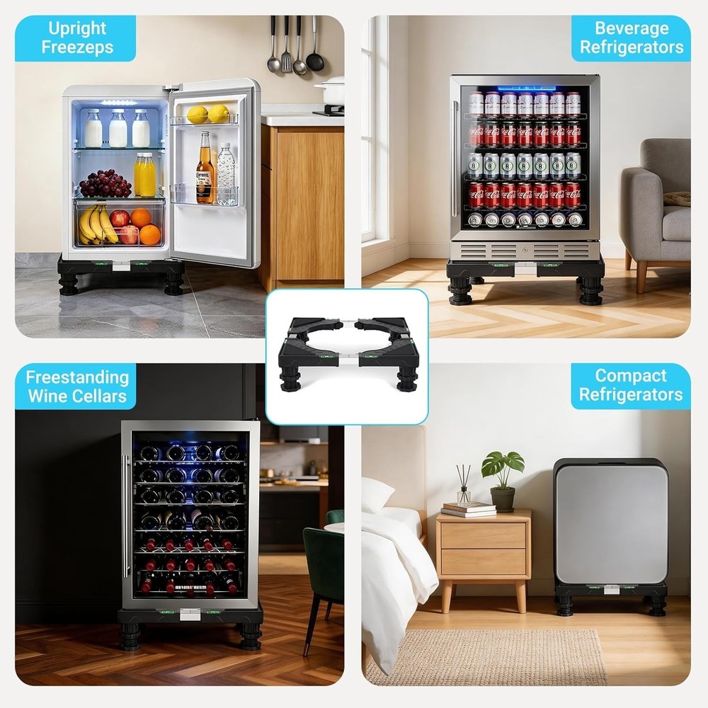 Mini Fridge Stand Universal Raised Base Adjustable Refrigerator Stands with 4...