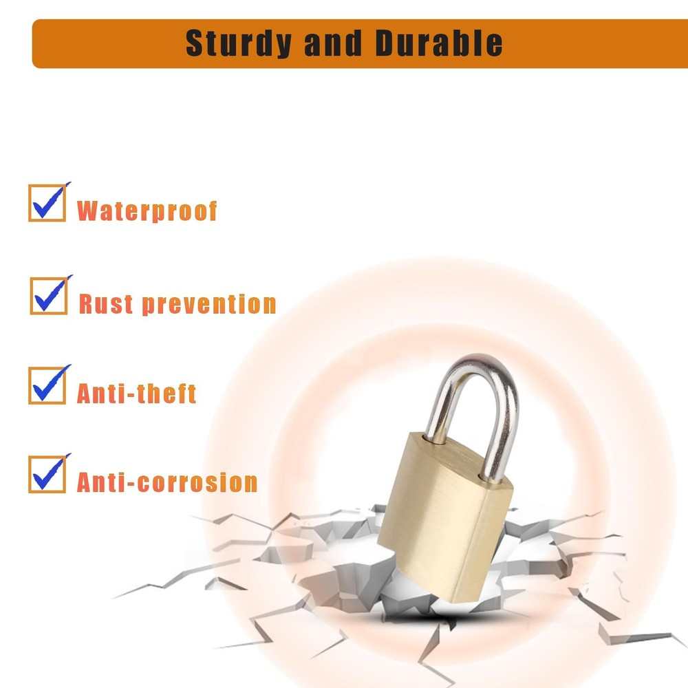 6Pack Small Locks with Same Keys, 0.98Inch (25mm) Wide Lock Body Solid Brass ...