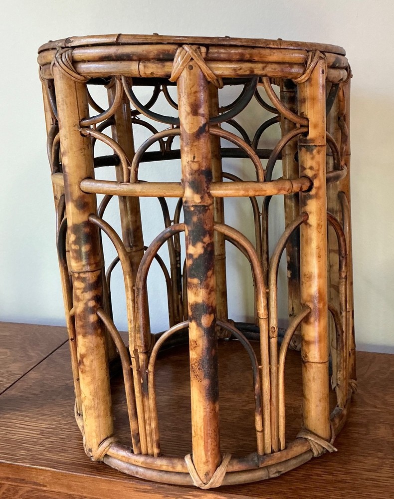 Vintage Tortoise Burnt Bamboo Drum Side table