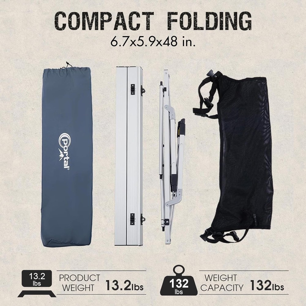 Extra Large Portable Aluminum Folding Camping Table - Adjustable Height, Silver