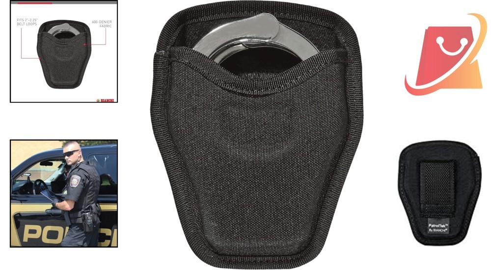Open Top Cuff Case Black Fits Standard Handcuffs Durable Outer Pull Through