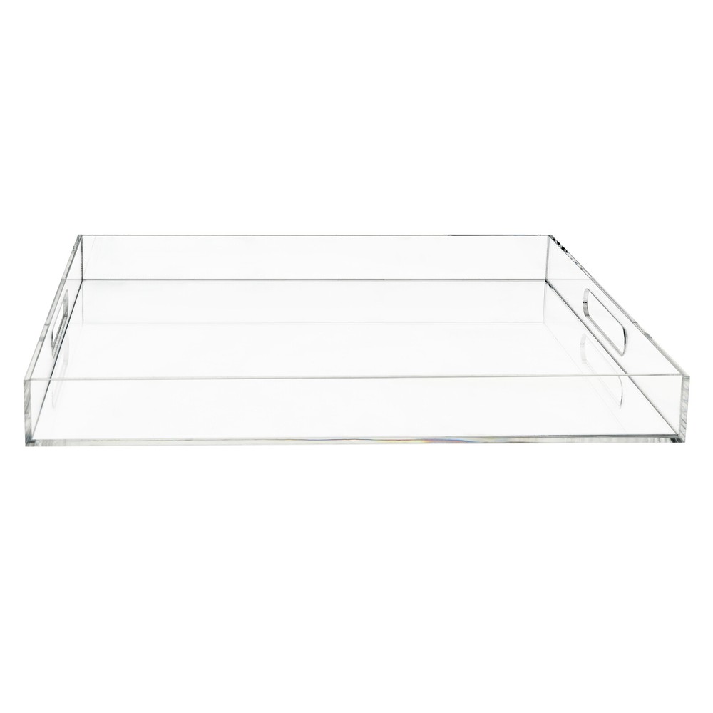 Clear Large Acrylic Serving Tray,Transparent Serving Tray with Handles