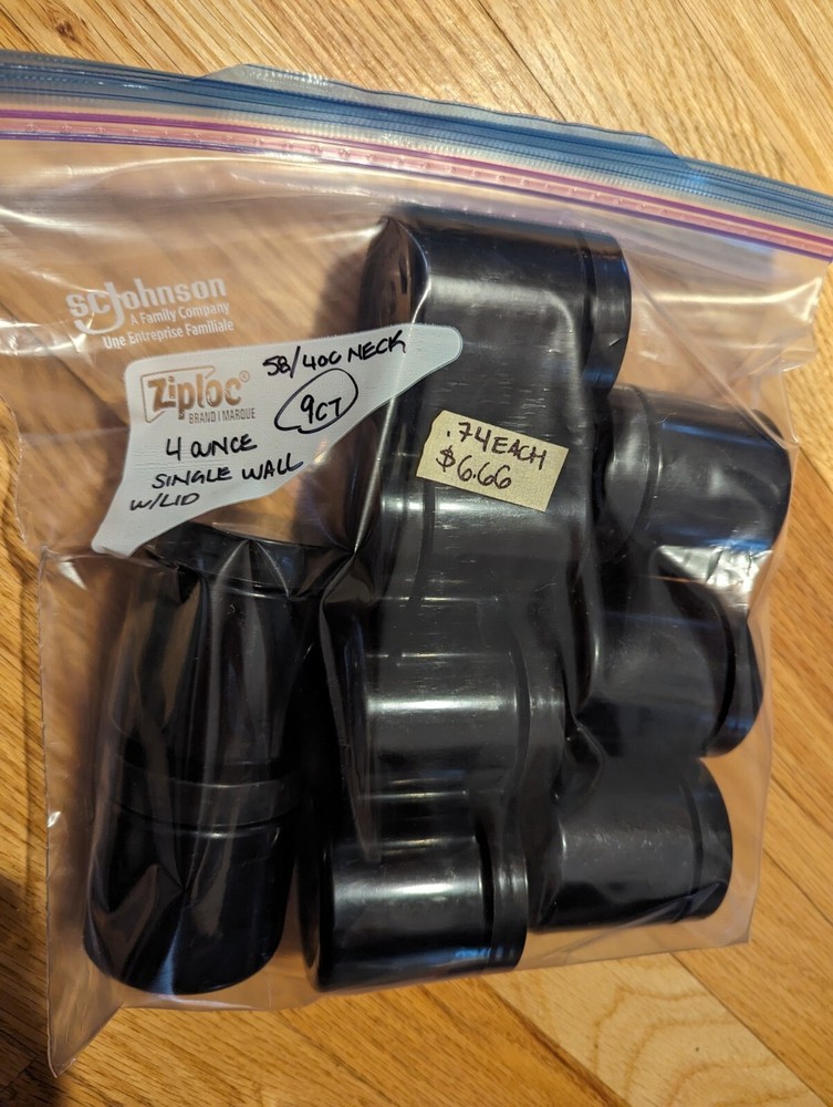 4 ounce Black Plastic Straight Sided Container With Lined Lid