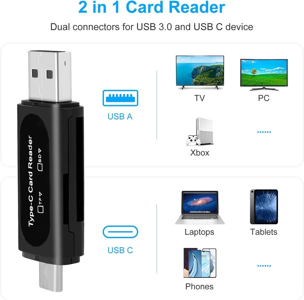 Card Reader USB 3.0 Type C Micro SD TF OTG Smart Memory Adapter Laptop Computer