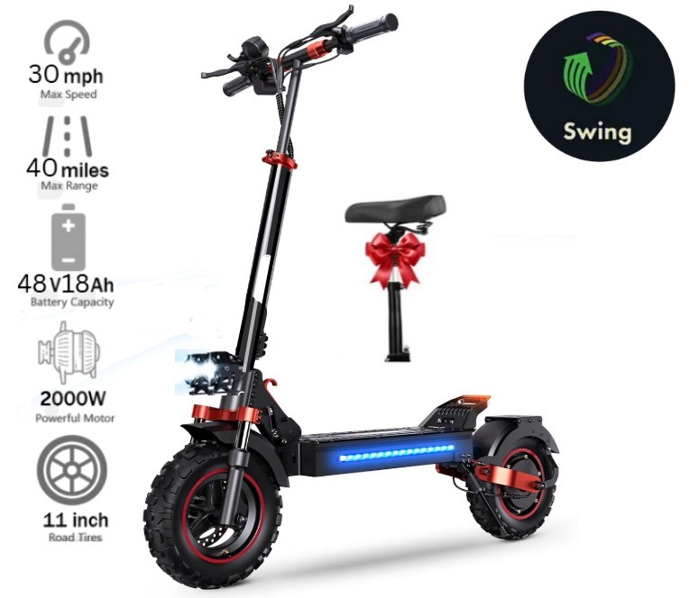 Foldable Electric Scooter 1200W 48V 18Ah 30MPH 11" Off Road Medida 116x25x42