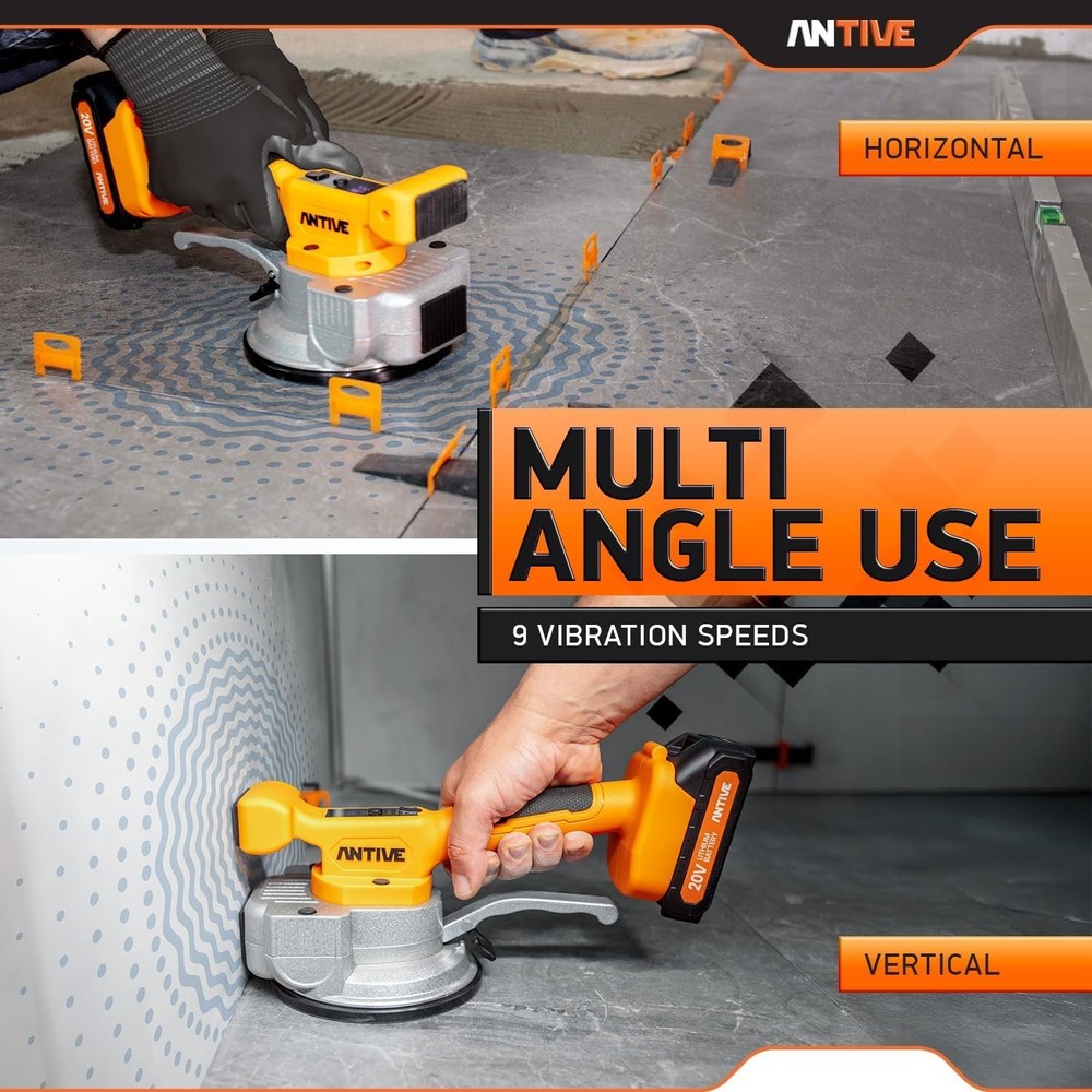 Precision Tile Suction Tool - 20V Ergonomic Vibrator for Flawless Installation