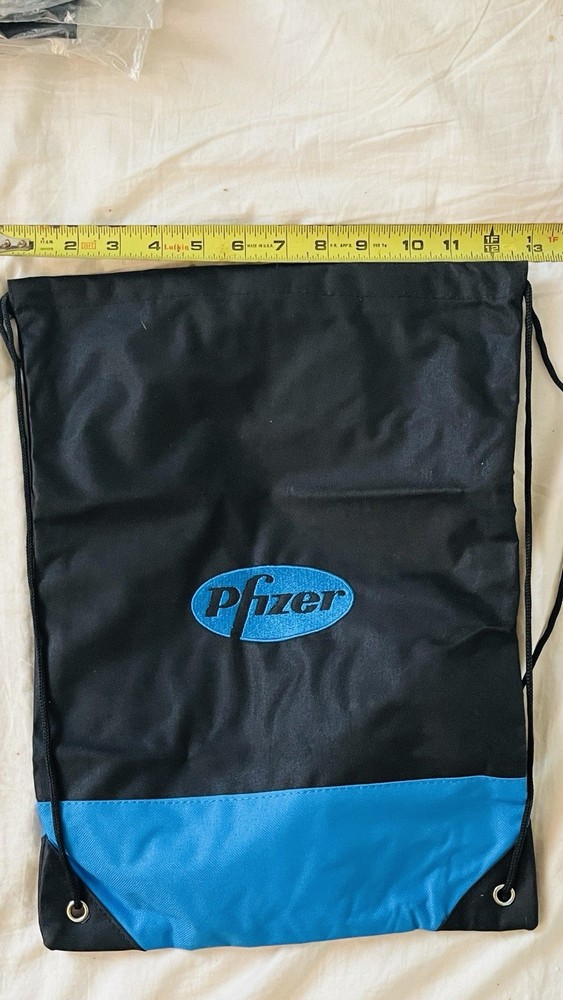 5 Pfizer Pharmaceutical rep swag - Five Drawstring backpacks